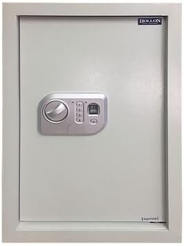 Hollon WS-BIO-1 Wall Safe in White with Biometric Lock and Key Lock Override