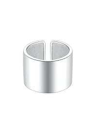 SILBERTALE - Anillo de plata de ley 925 de 0.551 in de ancho, ajustable, grande y abierto