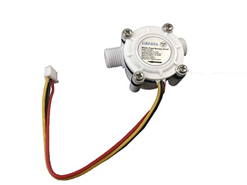 GREDIA 1/4" Water Flow Sensor Food-Grade Switch Hall Effect Flowmeter Fluid Meter Counter 0.3-6L/min