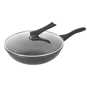 Haufson 30cm Die cast Wok with Standable Lid | Works with All Major Hobs | Natural PFOA Free Non-Stick Stirfry Pan…