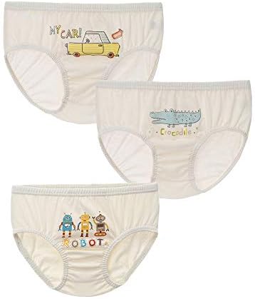 HiOrganic 100% Organic Cotton Toddler Boys and Girls Briefs Underwear Panty 3 Pack (3T-7)