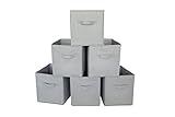 Square Storage Cube Fabric Basket (Set of 6) - Grey