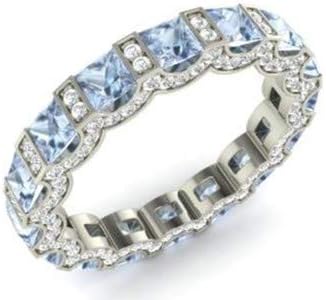 Princess Cut Natural Ruby Blue Topaz Amethyst Aquamqrine Citrine Peridot Tanzanite Garnet Blue Sapphire Emerald Engagement Band 950 Platinum Fine Rings Jewelry Accessories for Women Engagement
