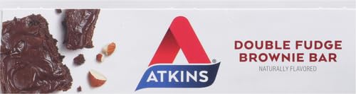 ATKINS DOUBLE FUDGE BROWNIE PROTEIN MEAL BAR, HIGH FIBER, 15G PROTEIN, 1G SUGAR, 4G NET CARB, MEAL REPLACEMENT, KETO FRIENDLY
