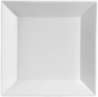 Yanco ML-114 14" Square Plate, Porcelain, Super White, Pack of 6