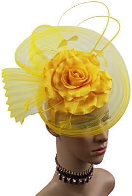 ABPF Horsehair Folds Fabric Flower Fascinator Headband Hats Wedding Church Hat