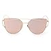 Anywa Fashion Twin-Beams Classic Women Metal Frame Mirror Sunglasses Cat Eye Glasses (Gold, Rose Gold)