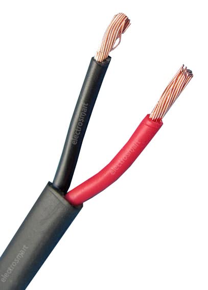 electrosmart 2 Core Twin Red/Black Copper Automotive Auto Cable Wire 2 x 0.75mm Thin Wall Flat Stranded 12V 24V 14 Amp (30m)