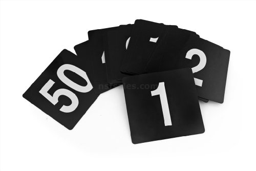 New Star Foodservice 23145 Double Side Plastic Table Numbers, 1 to 25, 4 by 4-Inch, White on Black