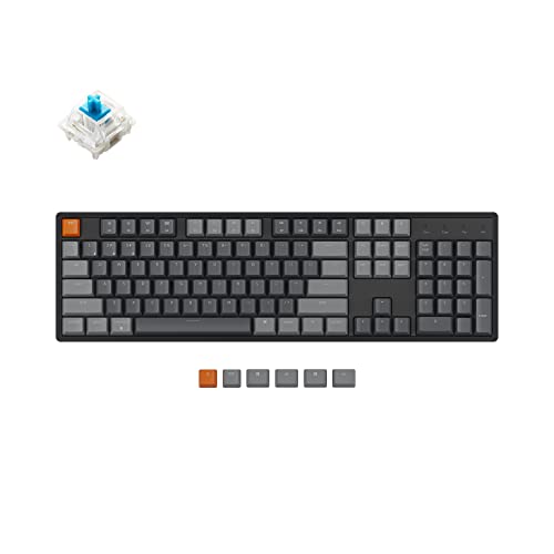 Keychron K10 Full Size Layout RGB Hot-Swappable Mechanical Keyboard for Mac Windows, Multitasking 104-Key Bluetooth Wireless/USB Wired Gaming Keyboard with Gateron G Pro Blue Switch Aluminum Frame