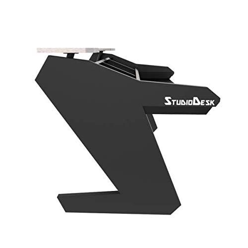 Virtuoso Studio Desk All Black Bundle with Rack Bay Covers and PC