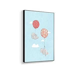 Framed Canvas Wall Art for Living Room, Bedroom Cartoon Bunny Canvas Prints for Home Decoration Ready to Hanging - 16x24 inches
