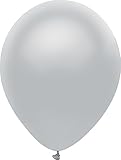 PartyMate 72004 5" Round Solid Color Latex Balloons, 50-Count, Metallic Shining Platinum