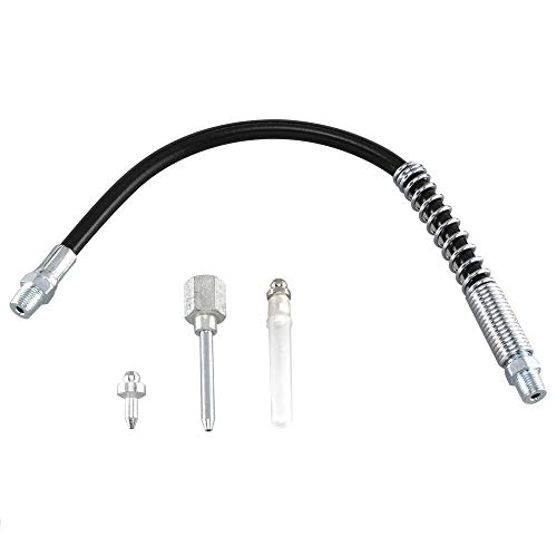 Tooluxe Grease Gun Lubrication Aid Kit | Zerk Fittings Lube Attachments Needle Flex Hose C63050