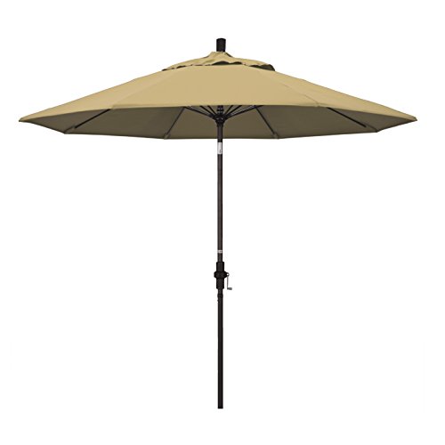 California Umbrella 9-ft Marktschirm – Fiberglas-Rippen, Kurbel, Neigbar, Bronze-Mast | Olefin-Bespannung