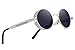 MERRY'S Gothic Steampunk Sunglasses for Women Men Round Lens Metal Frame S567(Silver&Black, 46)