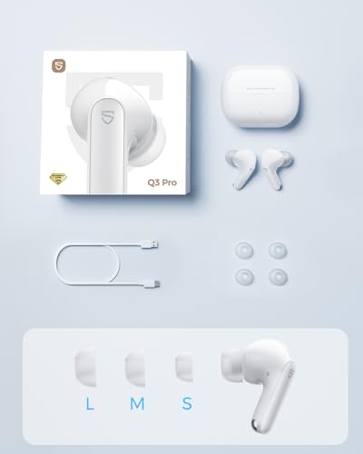 SoundPEATS Q3 Pro Bluetooth Earphones with 38dB ANC, 13mm Drivers with Powerful Bass Wireless Earbuds, BT 6.0 Earbuds Noise Cancellation, 42H, 4 Mics AI ENC Call, IP55, Fast Charge, App Customize EQ
