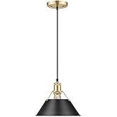 Golden Lighting 3306-M BCB-BLK Orwell - 1 Light Medium Pendant-8.5 Inches Tall and 10 Inches Wide, Finish Color: Brushed Cham