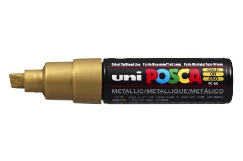 UNI POSCA PC-8K CHISEL TIP MARKER PEN- GOLD (BOX OF 6)