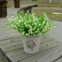 Ieasycan 10 Pcs 7 Inches High Wholesale lily -of-the-valleyBridal Wedding Bouquet Latex Real Touch Flower Bouquets White