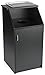 Displays2go Commercial Trash Bin with Black Finish, MDF Construction, Melamine Finish, Circular Cutout - Hinged Door (LCKDTLCSBK)