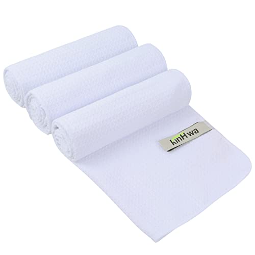 KinHwa Microfibre Workout Towel for Men Women Fast Drying Sweat Towel for Gym Lightweight Sport Fitness Exercise Towels 3 Pack 16Inch x 31Inch White — image 1