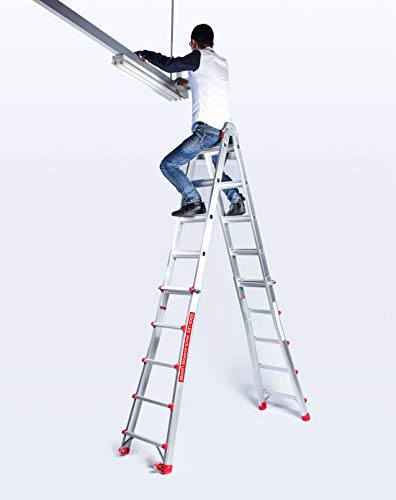 GOOD LIFE EN131 5X4 Step 17 Foot Telescoping Multi-Ladder Aluminum Extension Adjustable & Folding Multi-Use Multi-Position Ladder 300-Pound for Home HMI477