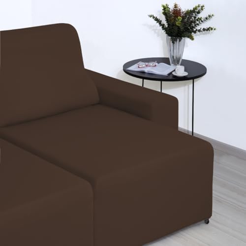 Capa Protetora de Sofá Retrátil Reclinável 3 Módulos King em Malha Gel Lisa Cobre Braço Completo (Tabaco)