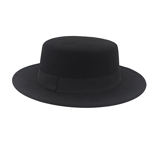 NE-Norboe-Womens-Brim-Fedora-Wool-Flat-Top-Hat-Church-Derby-Bowknot-Cap