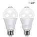 Motion Sensor Light Bulbs, Aukora 12W (100-Watt Equivalent) E26 Motion Activated Dusk to Dawn Security Light Bulb Outdoor/Indoor for Front Door Porch Garage Basement Hallway Closet(Cold White 2 Pack) primary
