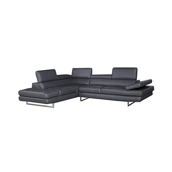 J and M Furniture A761 Italian Leather Sectional Slate Grey, The Home
