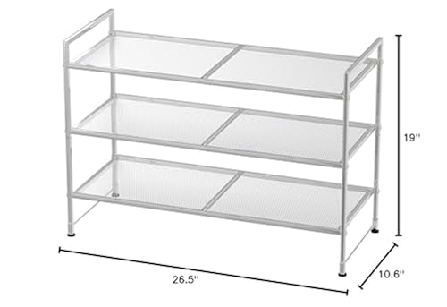 White Mesh Mesh Stacking Shoe Shelf Simple Houseware 3-Tier
