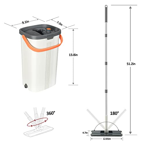 Jelymark Flat Mop and Bucket with Wringer Set, Separates Dirty and
