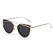 Women Fashion Twin-Beams Classic Metal Frame Mirror Sunglasses (Gold)