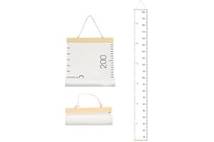 BINQER Kids Height Growth Chart, Wall Measurement Ruler Wood and Canvas, Wall Hanging Ruler for Boys and Girls, for Nurseries