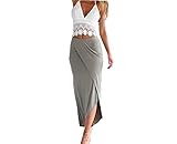 Keepfit Two Piece Crop Tops and Skirt Dress Set, Womens Lace Slim Backless Dresses (M, White)