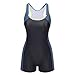 Lemef One Piece Swimsuit Boyleg Sport Swimwear for Women Black and Navy