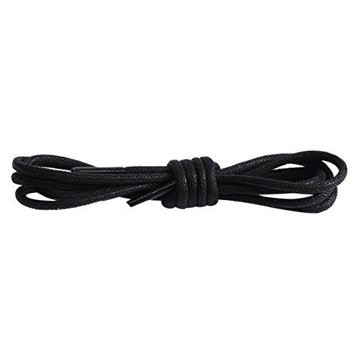 HANYI Round Waxed Laces Shoelaces for Adult and Kids, Ideal for Sneakers and Boots, Oxford, Canvas Shoes (Black, 60cm/23.6") - Thumbnail 2