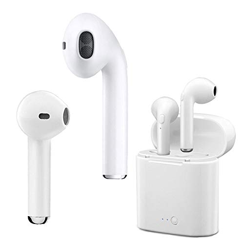 Wireless Bluetooth earbuds with portable charging box, built-in microphone, sweat-proof sports headphones compatible with all Bluetooth devices