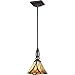 Quoizel Asheville 1-Light Valiant Bronze Mini Pendant Light, Handcrafted Tiffany Style Art Glass Hanging Light, Traditional Style Ceiling Light with Multicolored Glass, Sloped Ceiling Compatible
