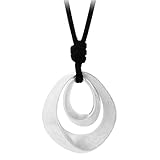 HONGYE Brushed Pendant Necklace for Men for Women (Silver)