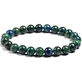 Crystalm Natural Certified Azurite Bracelet Round Beads 8 Mm Crystal Healing Stone Bracelet | Crystal Healing Stones For Unisex Adult |
