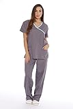 11150W Just Love Women's Scrub Sets / Medical Scrubs / Nursing Scrubs - S, Steel Grey with Aqua Trim,Steel Grey With Aqua Trim,Small