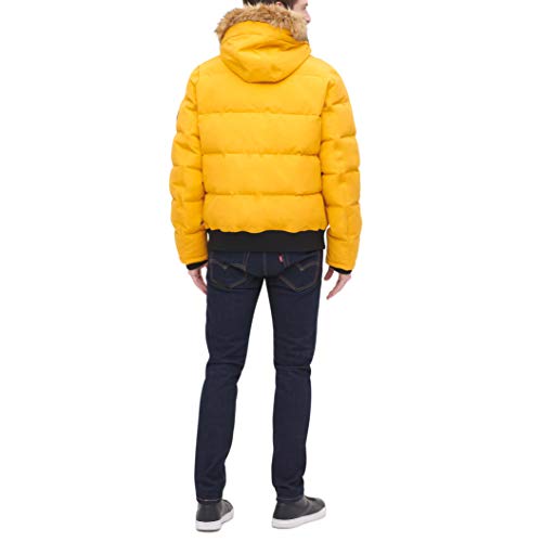 Tommy Hilfiger Men's Quilted Arctic Cloth Snorkel Bomber Jacket with Removable Hood (Standard