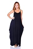 Simply Ravishing Rayon Span Maxi Boho Harem Spaghetti Strap Dress, 1X, Black
