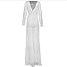Wispun Sexy Deep-V Long Sleeve Lace Beach Dress See-Through Mullet Dress