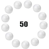 hesmartly 50-Pack 1Inch White Craft Balls for Crafts, Smooth Round White Foam Balls, Craft Supplies for DIY Decorations