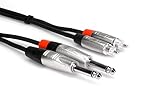 Hosa HPR-003X2 Dual REAN 1/4" TS to RCA Pro Stereo Interconnect Cable, 3 Feet