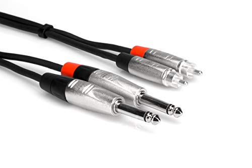 Hosa HPR-003X2 Dual REAN 1/4" TS to RCA Pro Stereo Interconnect Cable, 3 Feet