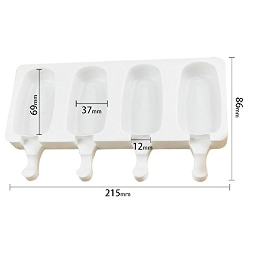 Ice Cream Popsicle Mold,AutumnFall 1PC Silicone Ice Cream Mold Ice Lolly Molds Ice Cube With Sticks Tray Ice Froze (white)